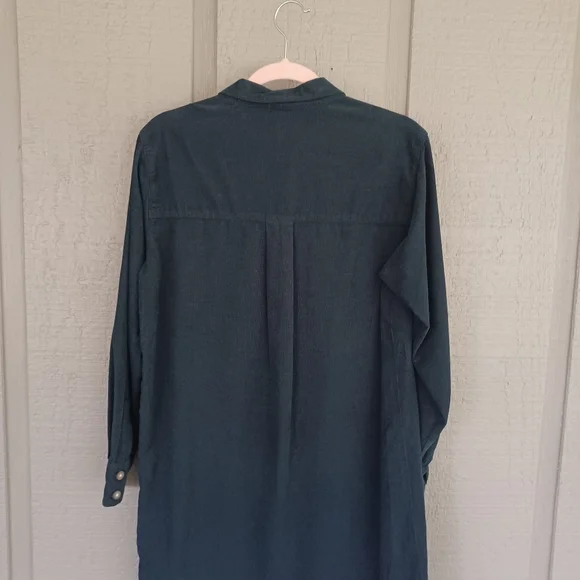 Wrap London Corduroy Shirt Dress Size 2 Women Cotton Long Sleeve Color Deep Teal - Picture 6 of 16